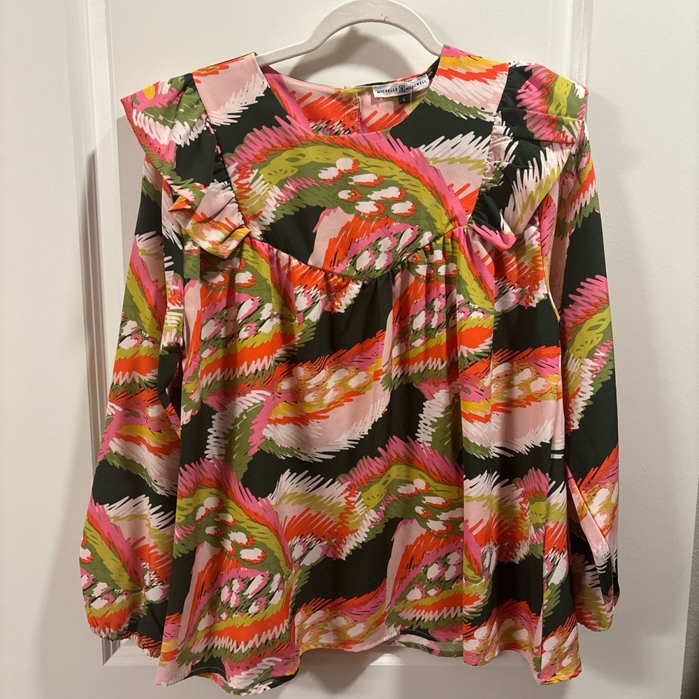 Colorful Women's Top with Ruffle Detail